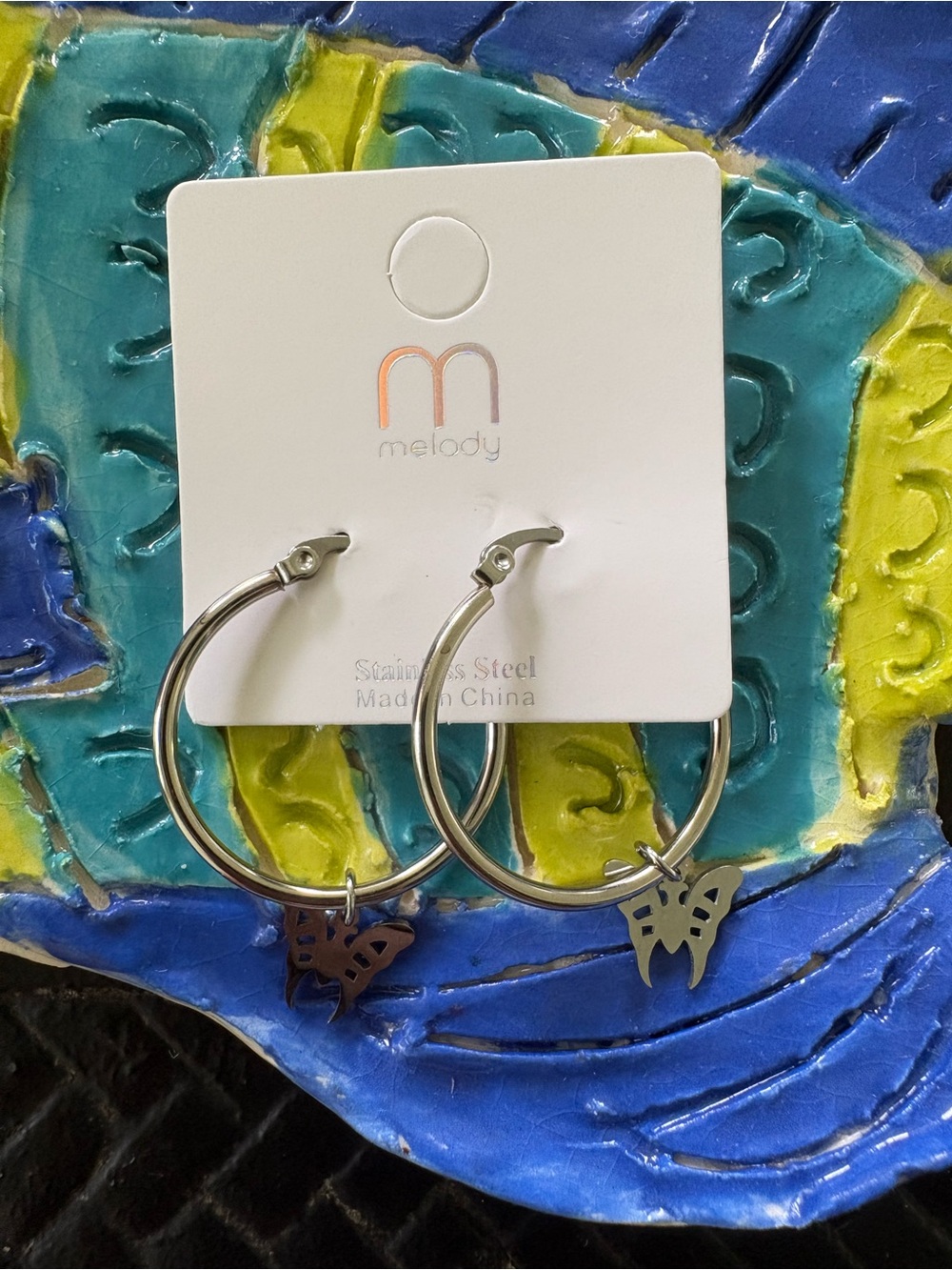 Melody Silver Butterfly Hoop Earrings
